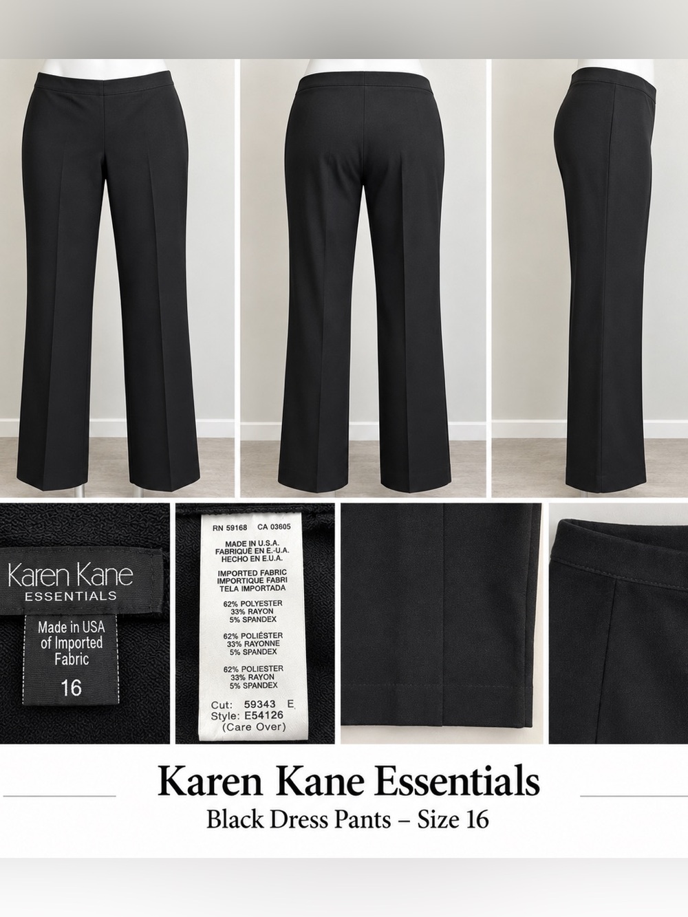 Karen Kane Essentials Black Dress Pants – Size 16